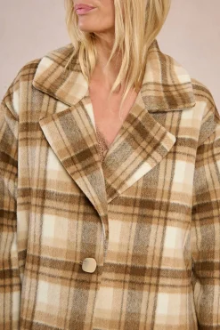 Molly Bracken Abrigo de manga larga con cuello solapa Beige Outlet