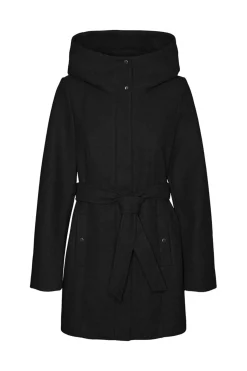 Vero Moda Curve Abrigo de paño con capucha Curve Negro New