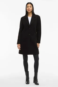 Vila Abrigo de paño con solapas Negro Discount