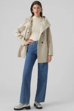 Vero Moda Abrigo de paño de mujer con capucha Beige Outlet