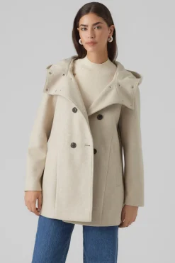Vero Moda Abrigo de paño de mujer con capucha Beige Outlet