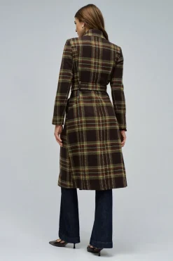 Salsa Jeans Abrigo de paño grace largo con cinturón Marr&oacute;n oscuro