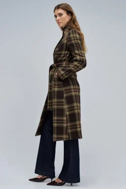 Salsa Jeans Abrigo de paño grace largo con cinturón Marr&oacute;n oscuro