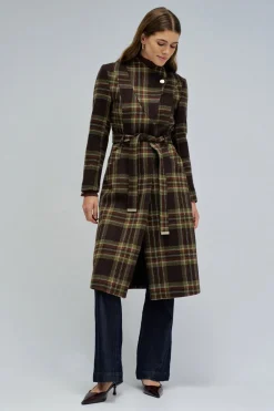 Salsa Jeans Abrigo de paño grace largo con cinturón Marr&oacute;n oscuro