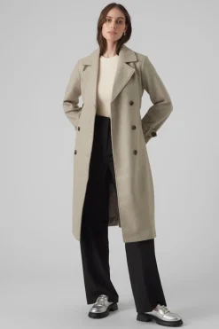 Vero Moda Abrigo de paño manga larga Beige Online