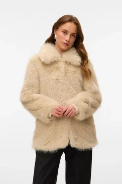 Vero Moda Abrigo de pelo Beige