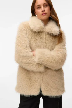 Vero Moda Abrigo de pelo Beige