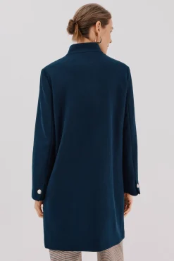 Cortefiel Abrigo doble cruce botón dorado Azul marino Discount