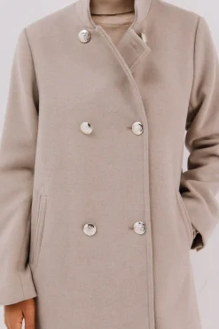 Cortefiel Abrigo doble cruce botón dorado Beige Outlet