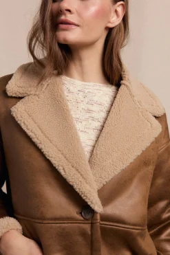 Slowlove Abrigo efecto doble faz largo Beige Best