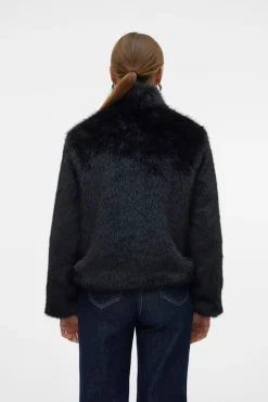 Vero Moda Abrigo efecto pelo Negro Sale