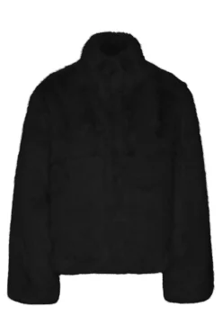 Vero Moda Abrigo efecto pelo Negro Sale