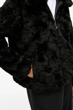 Vila Abrigo efecto pelo con cremallera Negro