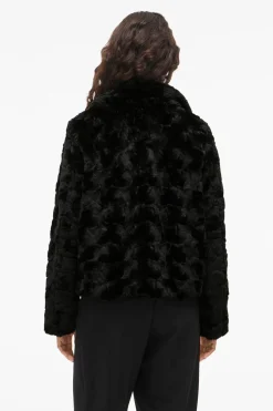 Vila Abrigo efecto pelo con cremallera Negro
