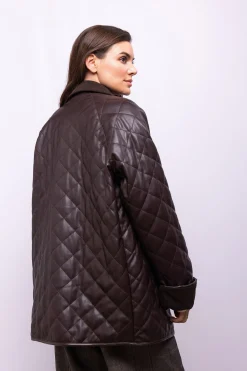 Object Abrigo efecto piel acolchado Marr&oacute;n oscuro Best