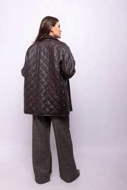 Object Abrigo efecto piel acolchado Marr&oacute;n oscuro Best