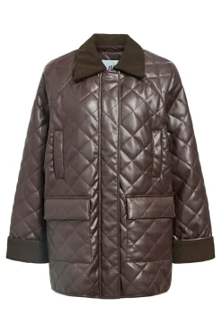 Object Abrigo efecto piel acolchado Marr&oacute;n oscuro Best