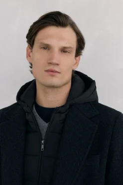 Pedro del Hierro Abrigo espiga vistas desmontables Gris Discount