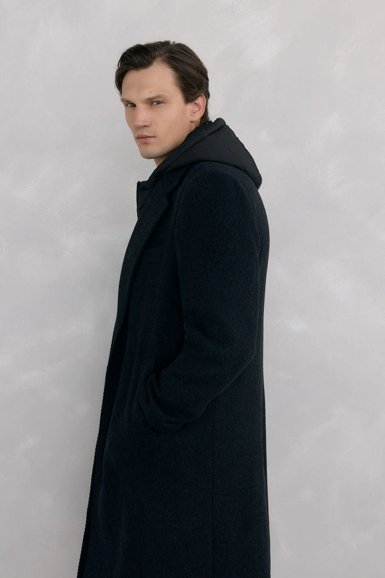 Pedro del Hierro Abrigo espiga vistas desmontables Gris Discount