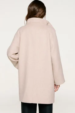 Selected Abrigo lana cuello chimenea. Beige Clearance