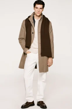 Selected Abrigo lana cuello chimenea Gris Outlet