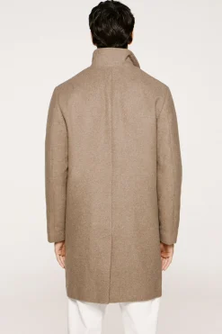 Selected Abrigo lana cuello chimenea Gris Outlet