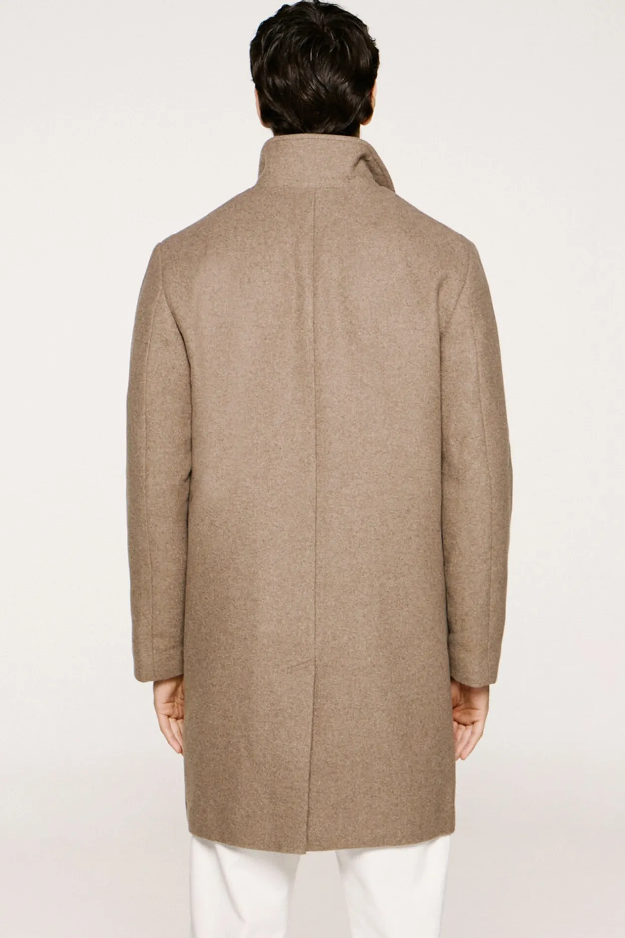 Selected Abrigo lana cuello chimenea Gris Outlet