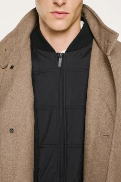 Selected Abrigo lana cuello chimenea Gris Outlet