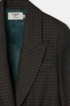 Silbon Abrigo largo clasico cuadros Estampado verde Online