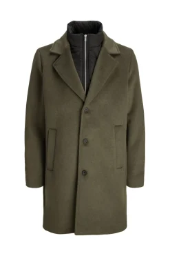 Jack & Jones Abrigo largo con cierre combinado Gris oscuro Online