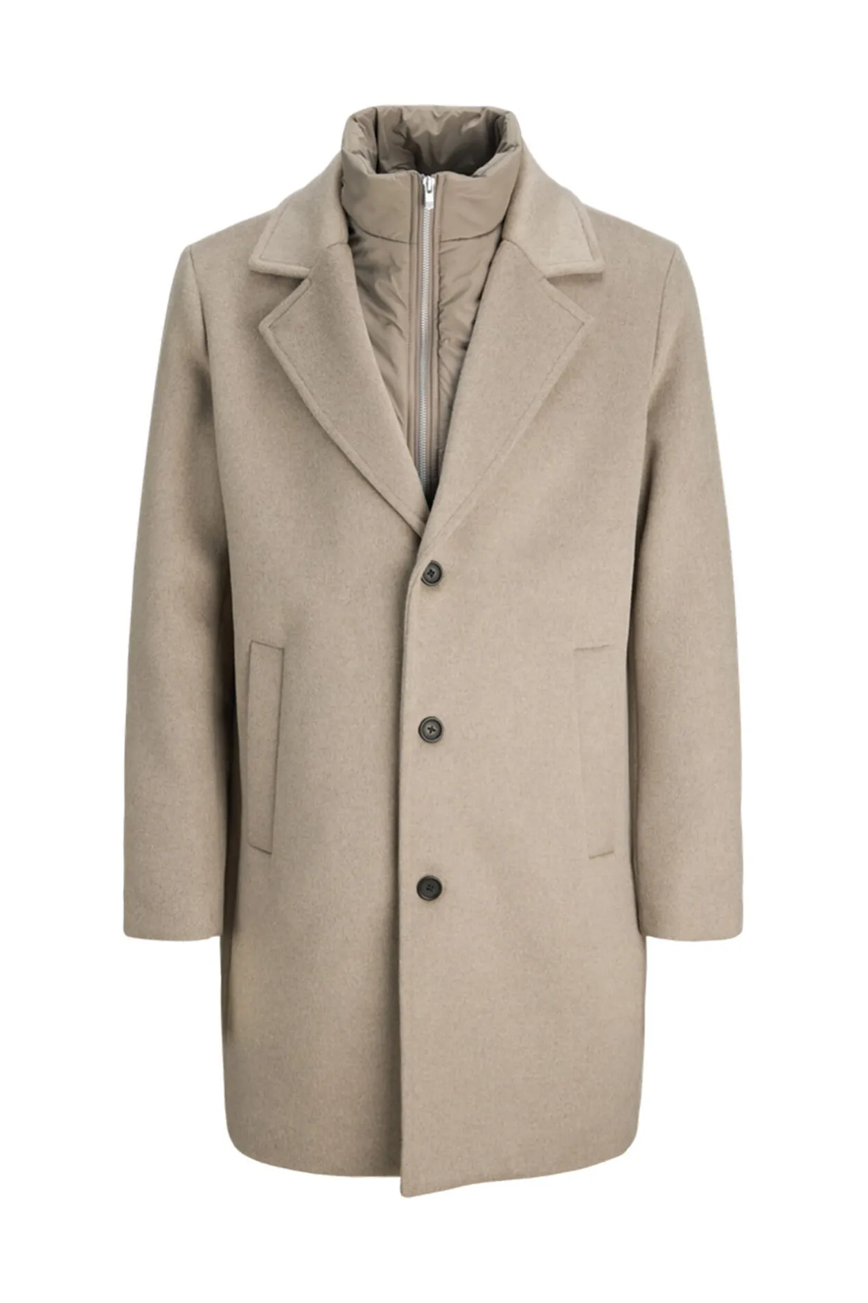 Jack & Jones Abrigo largo con cierre combinado Gris Best