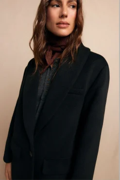 Slowlove Abrigo largo con cuello esmoquín Negro Outlet