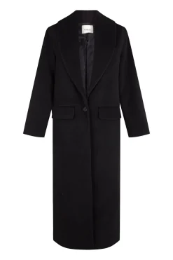 Slowlove Abrigo largo con cuello esmoquín Negro Outlet