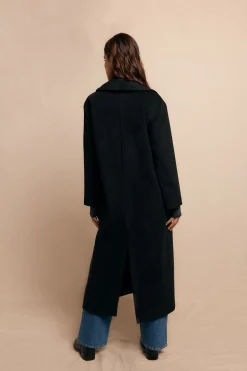 Slowlove Abrigo largo con cuello esmoquín Negro Outlet