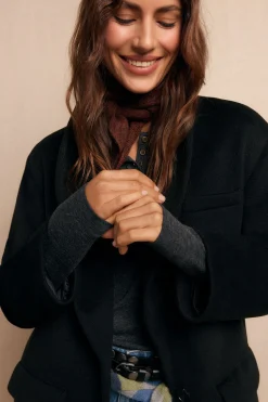 Slowlove Abrigo largo con cuello esmoquín Negro Outlet