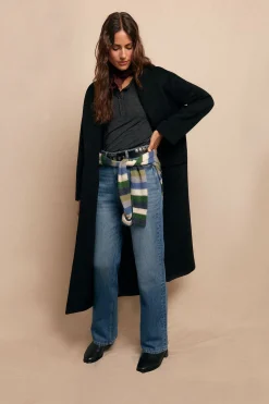 Slowlove Abrigo largo con cuello esmoquín Negro Outlet