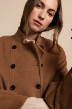 Slowlove Abrigo largo con doble botonadura Beige Best