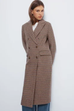 Springfield Abrigo largo cuadros doble abotonadura nude Discount