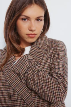 Springfield Abrigo largo cuadros doble abotonadura nude Discount