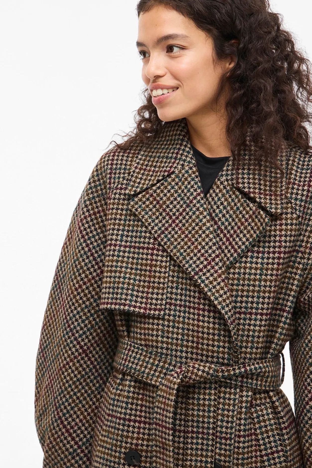 Vila Abrigo largo de lana con cuadros Marrón Outlet