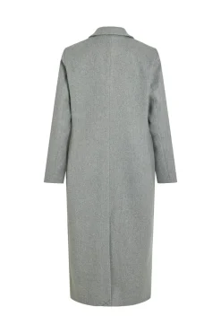 Vila Abrigo largo de paño con solapas Gris Online