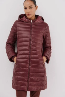Cortefiel Abrigo largo plumas Vino