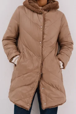 Cortefiel Abrigo largo reversible efecto pelo Beige Sale