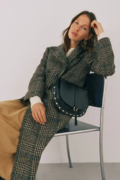 Cortefiel Abrigo largo tejido cuadros Multicolor Hot