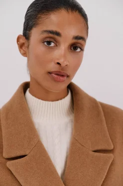 Cortefiel Abrigo largo tejido italiano Beige New