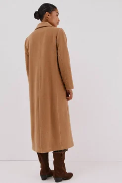 Cortefiel Abrigo largo tejido italiano Beige New