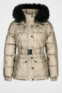 Morgan Abrigo metalizado con capucha Dorado