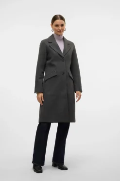Vero Moda Abrigo mide de paño Gris oscuro Clearance