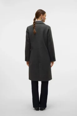 Vero Moda Abrigo mide de paño Gris oscuro Clearance