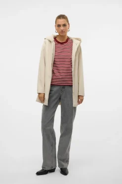 Vero Moda Abrigo mide efecto neopreno Beige Hot